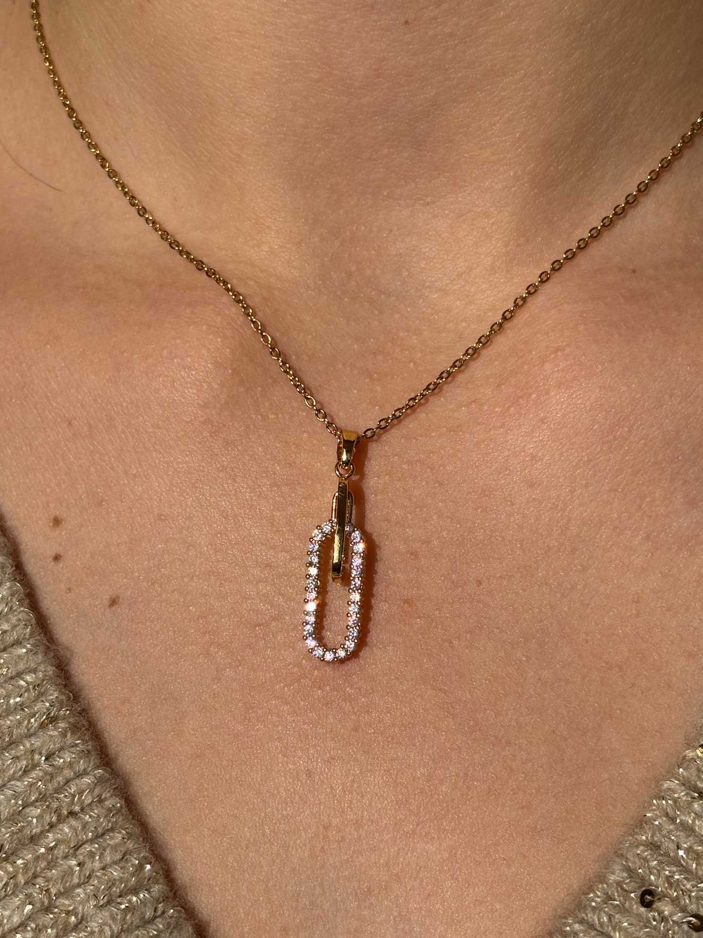 Collier double ovale brillant