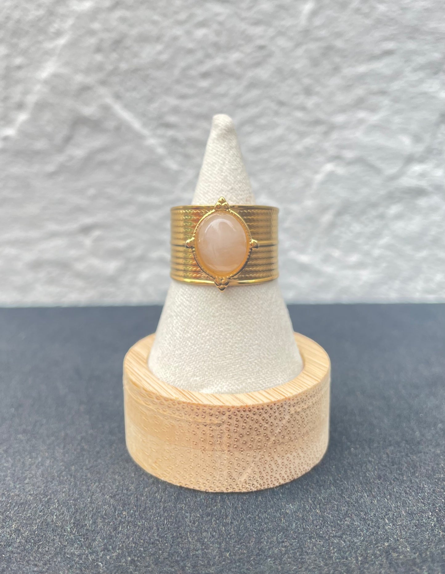 Bague large pierre rose