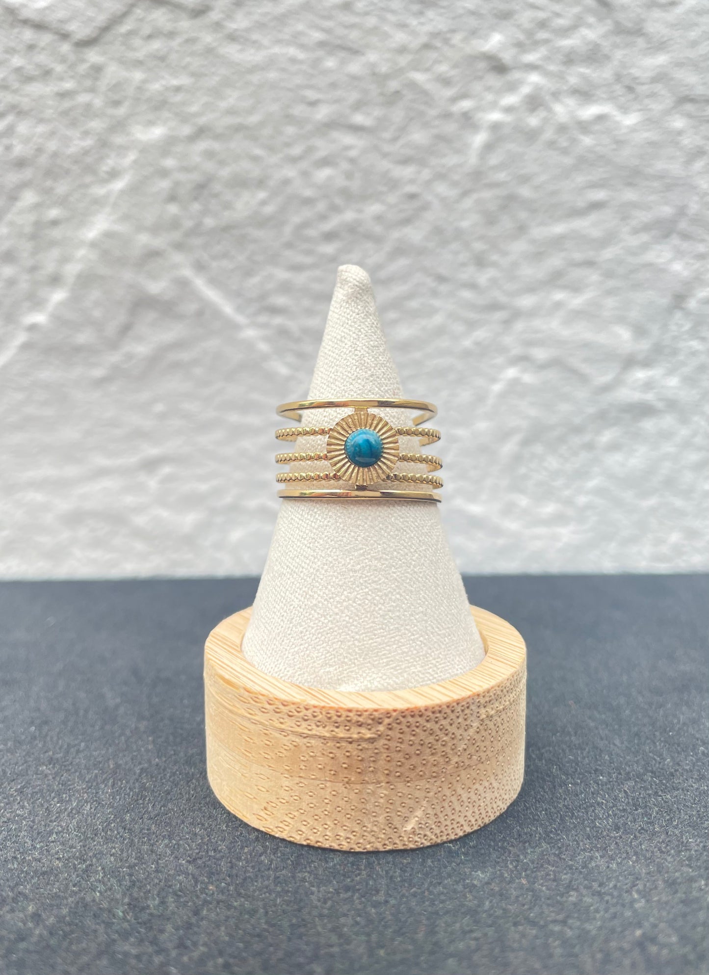 Bague pierre bleue turquoise